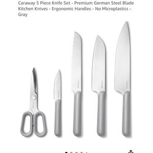 Caraway Home 5-Piece Knife Set with Wooden Block - Gray